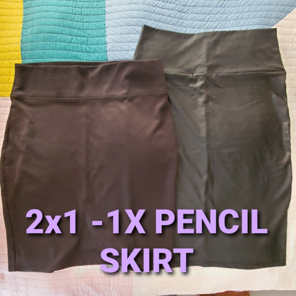 2x1 Stretch black high waisted pencil skirt